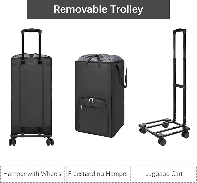 Amazon.com: Bukere Extra Large Rolling Laundry Basket with Wheels, 90L Freestanding Collapsible L... | Amazon (US)