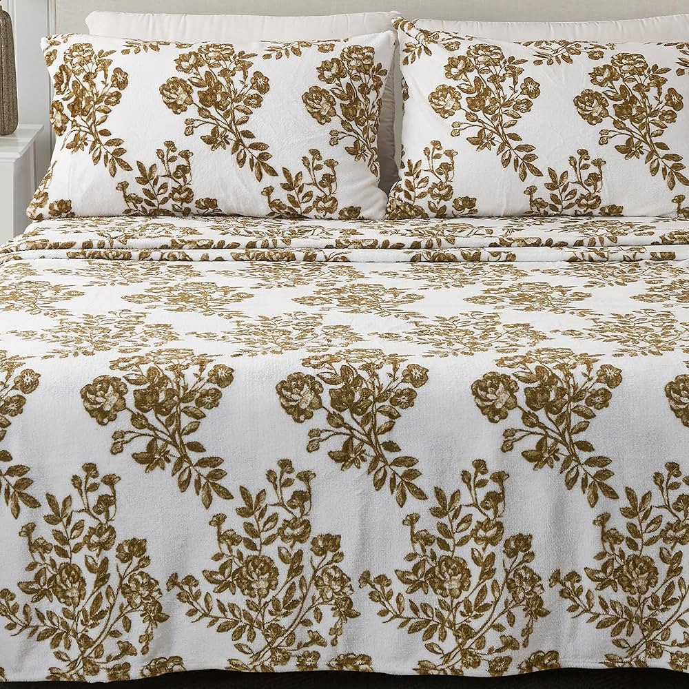 Great Bay Home Extra Soft Velvet Plush King Micro Fleece Sheet Set | Deluxe Microplush Non Pillin... | Amazon (US)