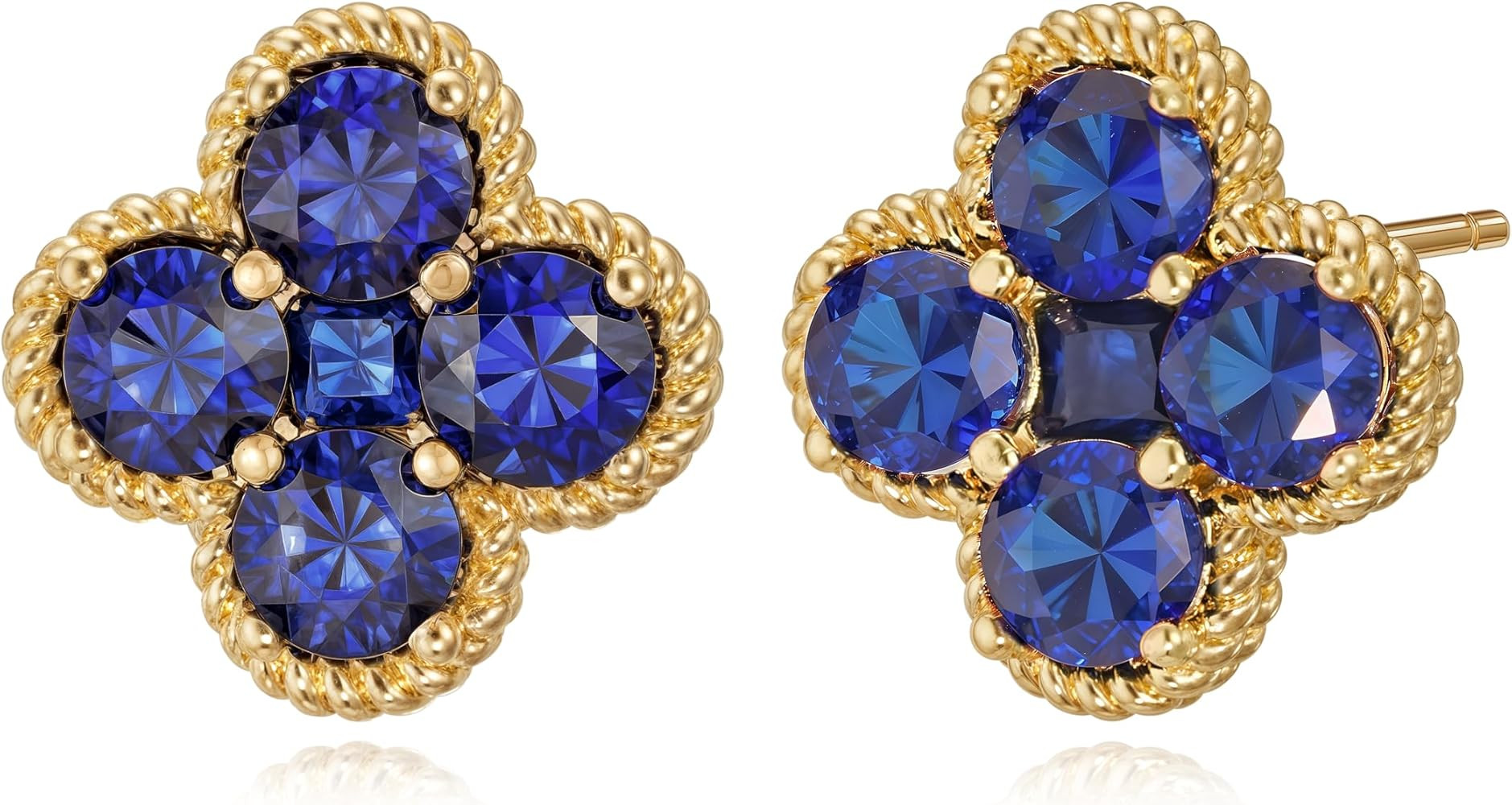 Gold Stud Earrings for Women Trendy 14K Gold Plated Dainty Small Red Flower Cubic Zriconia Clover... | Amazon (US)