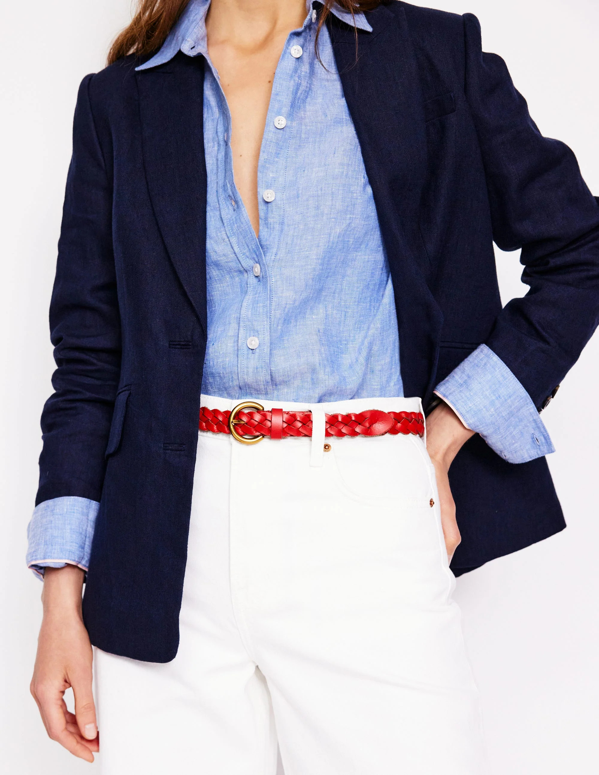 Skinny Plaited Belt-Post Box Red | Boden UK