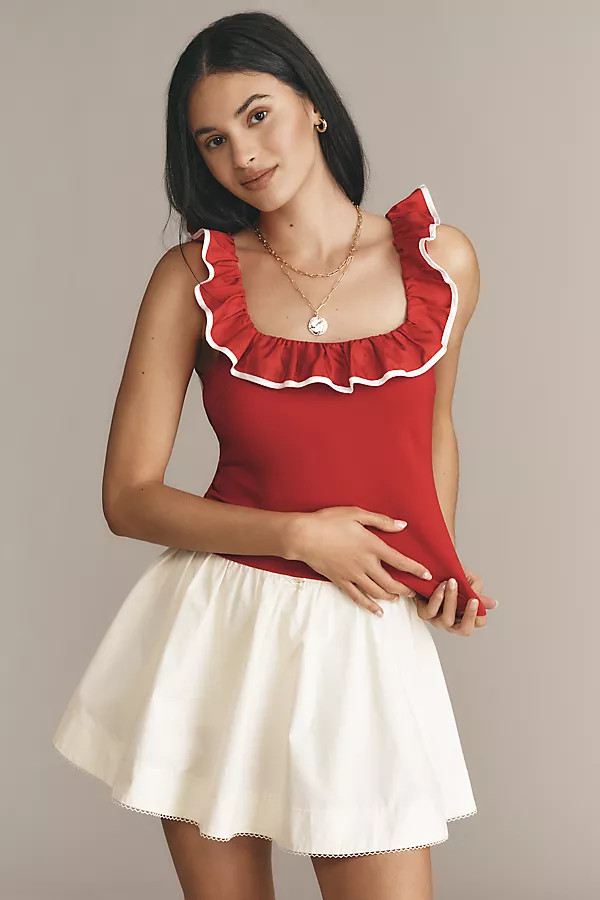 Sunday in Brooklyn Ruffle-Trim Crop Tank | Anthropologie (US)
