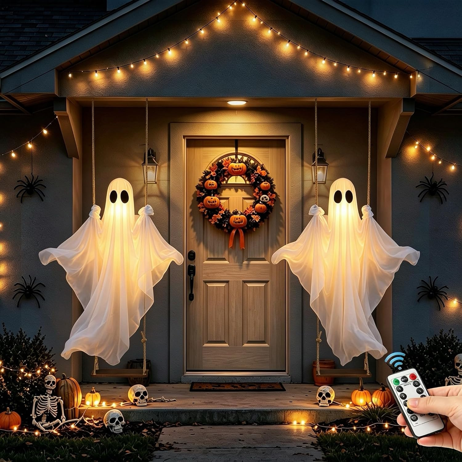 2 Pack Halloween Decorations Outdoor – Hanging Swing Ghost 4-8FT | Amazon (US)