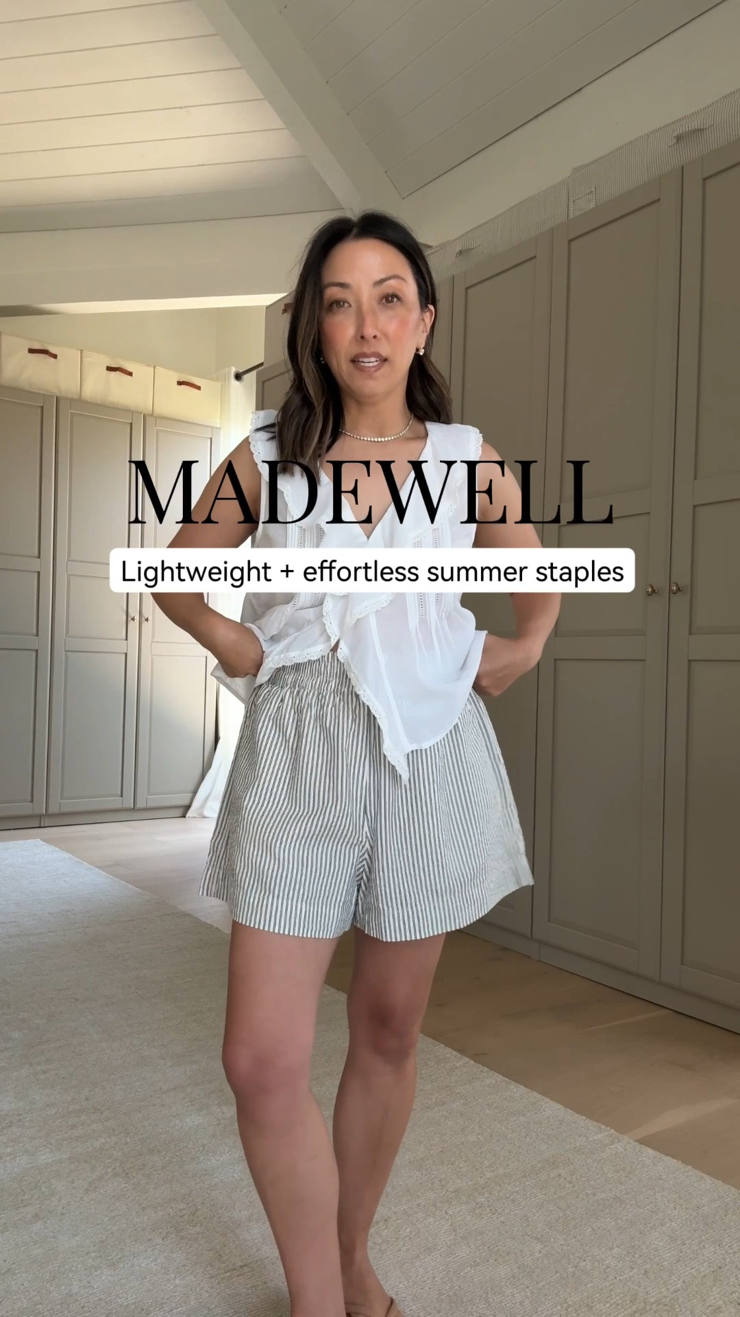 Love this feminine button-front top for hot weather. Wearing the top in xs (could have done a small) and the shorts in medium.

#LTKmomlife #LTKPetite