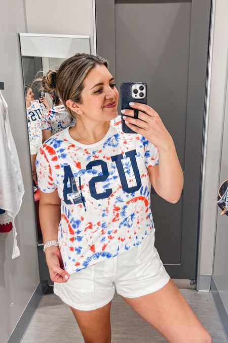 Memorial Day outfit, 4th of July outfit, July fourth, patriotic outfit. Red, white and blue.

USA Tee- sized up one
Shorts- sized up one
Sandals- tts
@target @targetstyle #target

#LTKunder100 #LTKunder50