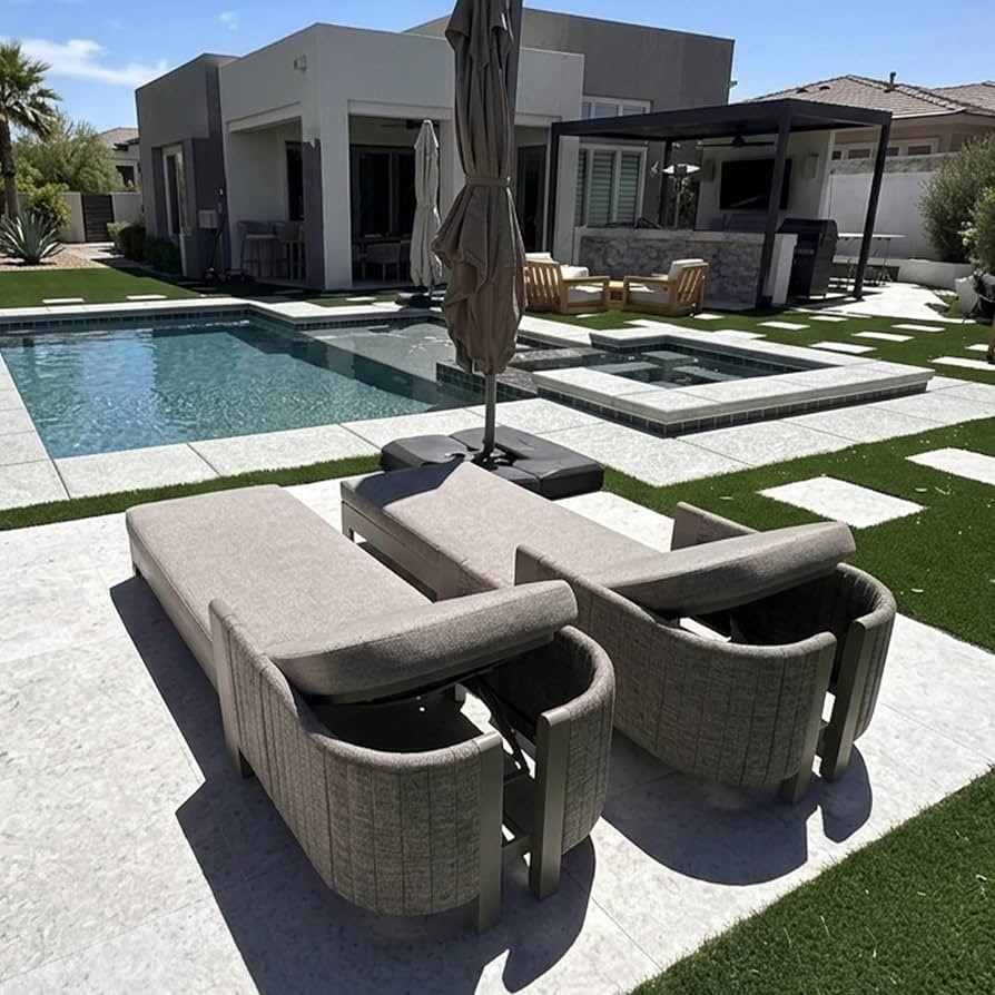 PURPLE LEAF Outdoor Daybed Chaise Lounge with Cushion Reclining Moon Basalt | Amazon (US)