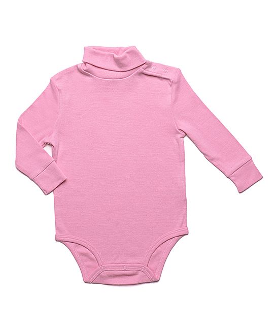 Leveret Girls' Infant Bodysuits Light - Pink Turtleneck Bodysuit - Infant & Toddler | Zulily