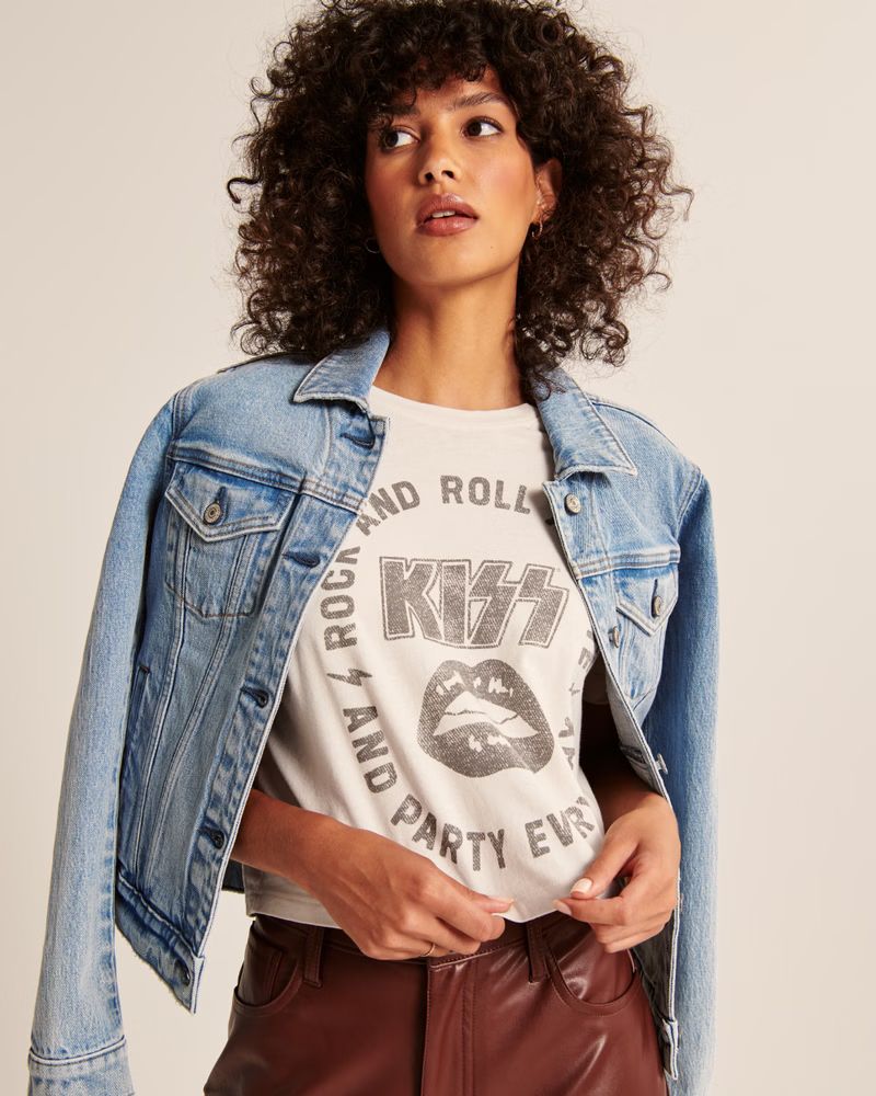 Cropped Relaxed Kiss Band Tee | Abercrombie & Fitch (US)