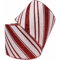 4"" Wide Peppermint Striped Wired Christmas Ribbon For Candy Cane Themed Bows, Wreaths, Garlands, Crafts & Decoration - White, Red, 5 Yards | Etsy (US)