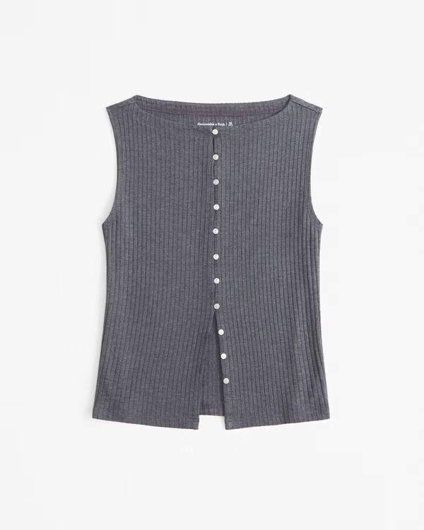 Women's Wide Rib Button-Through Slash Top | Women's 25% Off All Tees | Abercrombie.com | Abercrombie & Fitch (US)