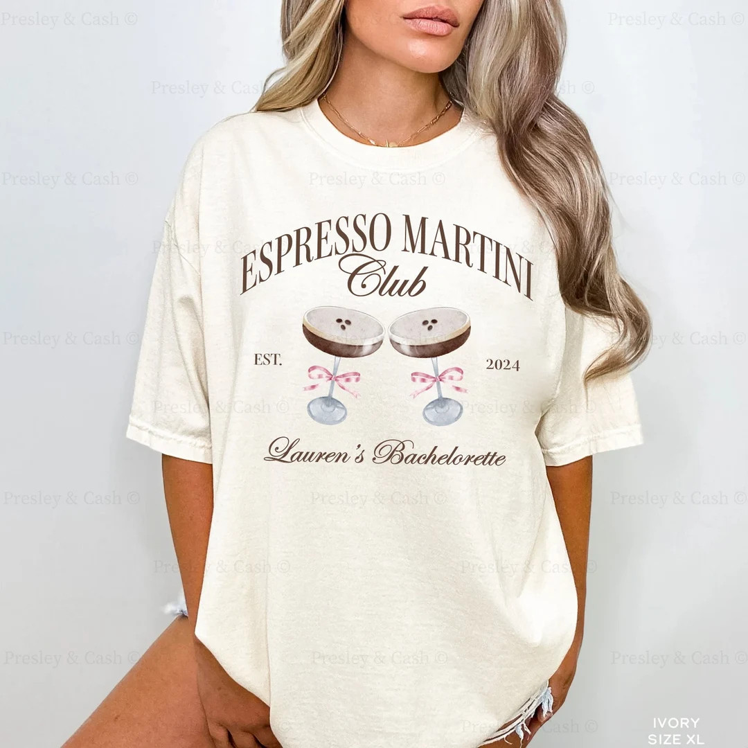 Espresso Martini Bachelorette Shirts Espresso Martini Club Shirt Custom Social Club Top Tying the... | Etsy (US)