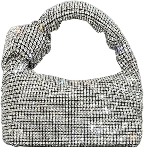 UMREN Bling Full Glitter Knotted Handbag for Women Crystal Rhinestone Hobo Dumpling Bag Diamond E... | Amazon (US)