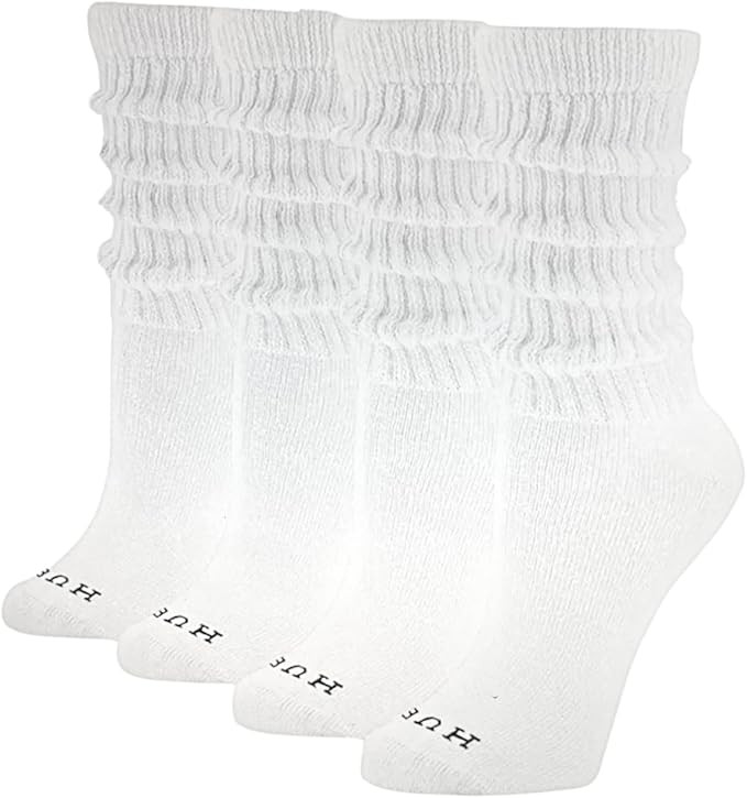 HUE Women's Slouch Sock, 4 pack (White) | Amazon (US)