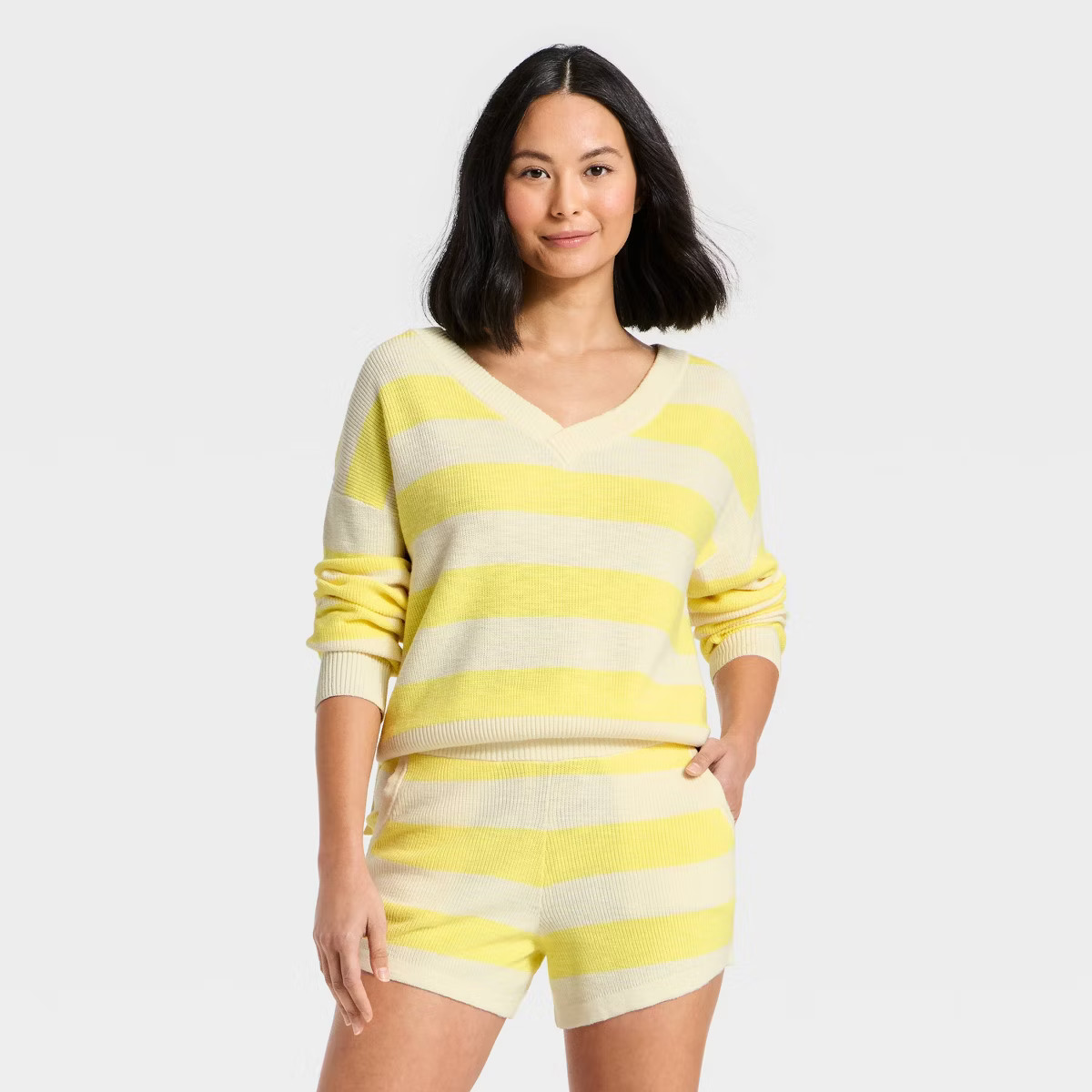 Women's Striped V-Neck Sweater Top - JoyLab™ | Target