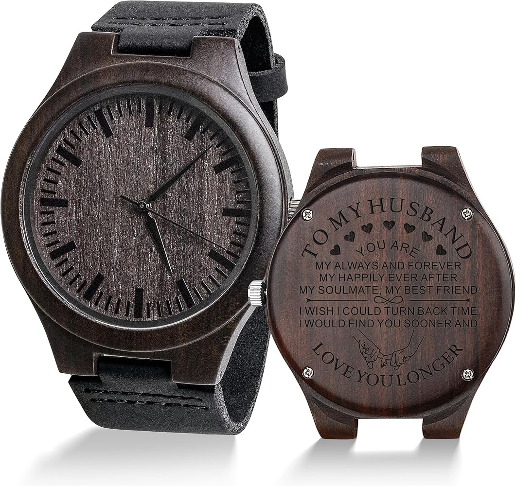 Fodiyaer Engraved Wood Watch for Men Boyfriend Husband Him As Personalized Anniversary Christmas ... | Amazon (US)