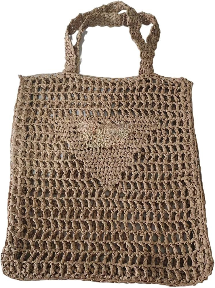 NA Handmade Straw Bag,Travel Beach Fishing Mesh Bag, Straw Woven Bag Female Pastoral Style Weavin... | Amazon (US)