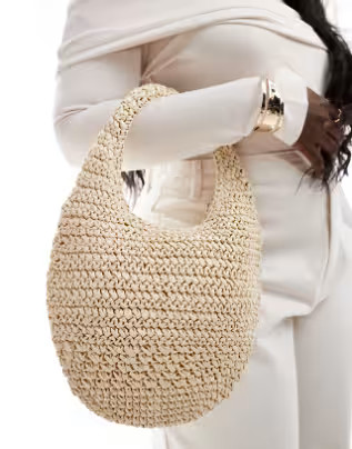 Bershka woven grab bag in natural straw | ASOS (Global)