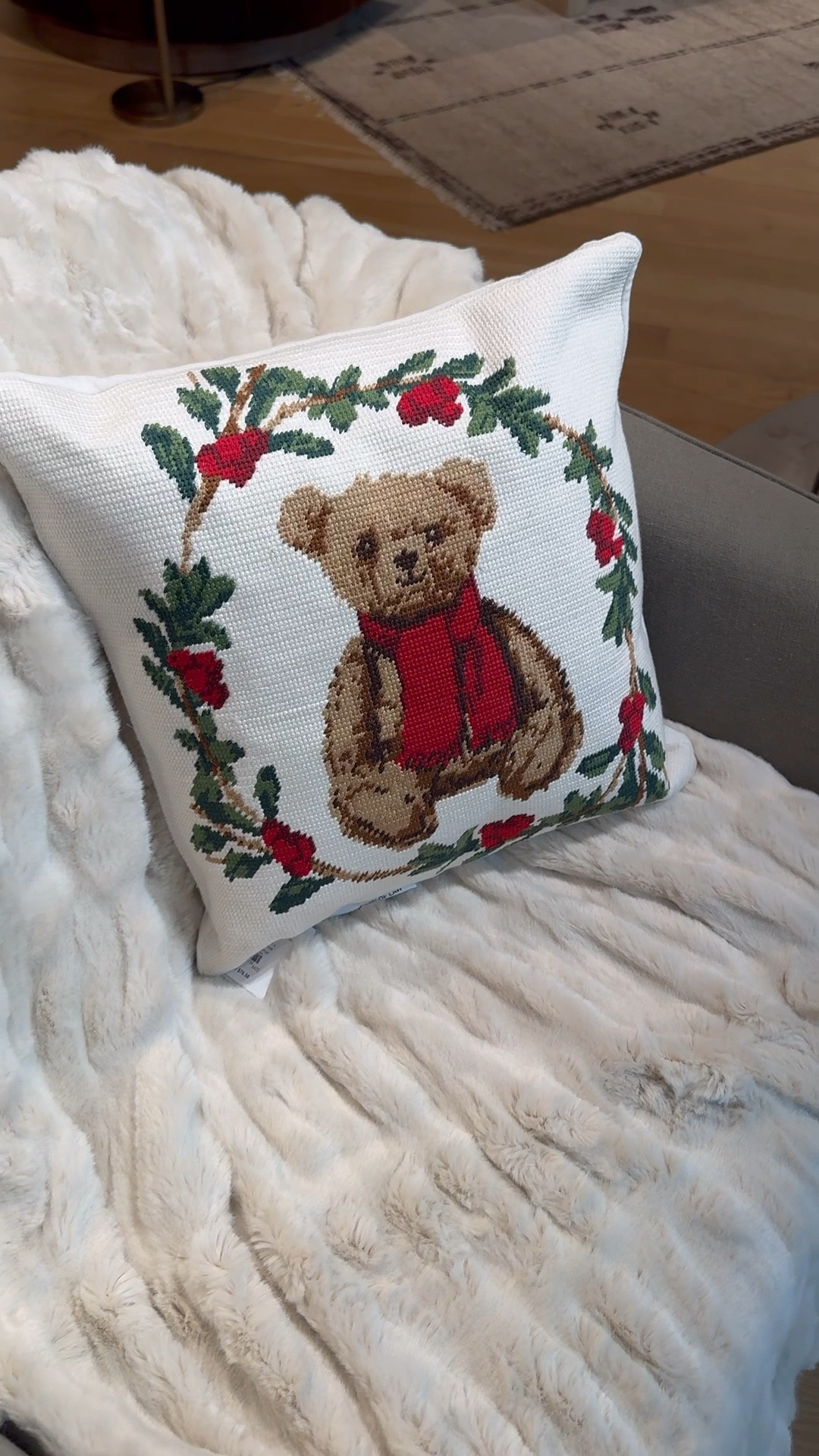 Cute teddy bear Christmas throw pillow, holiday decor, Ralph Lauren look Christmas

#LTKHoliday #LTKmomlife #LTKHome