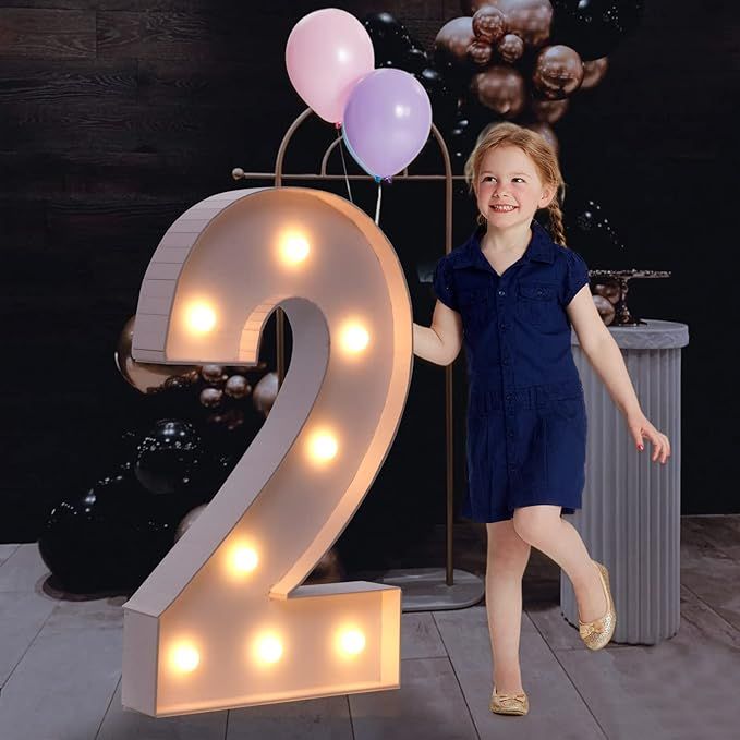 3FT Marquee Light Up Numbers, Mosaic Numbers for Balloons, Number 2 Balloon Frame, Marquee Light ... | Amazon (US)