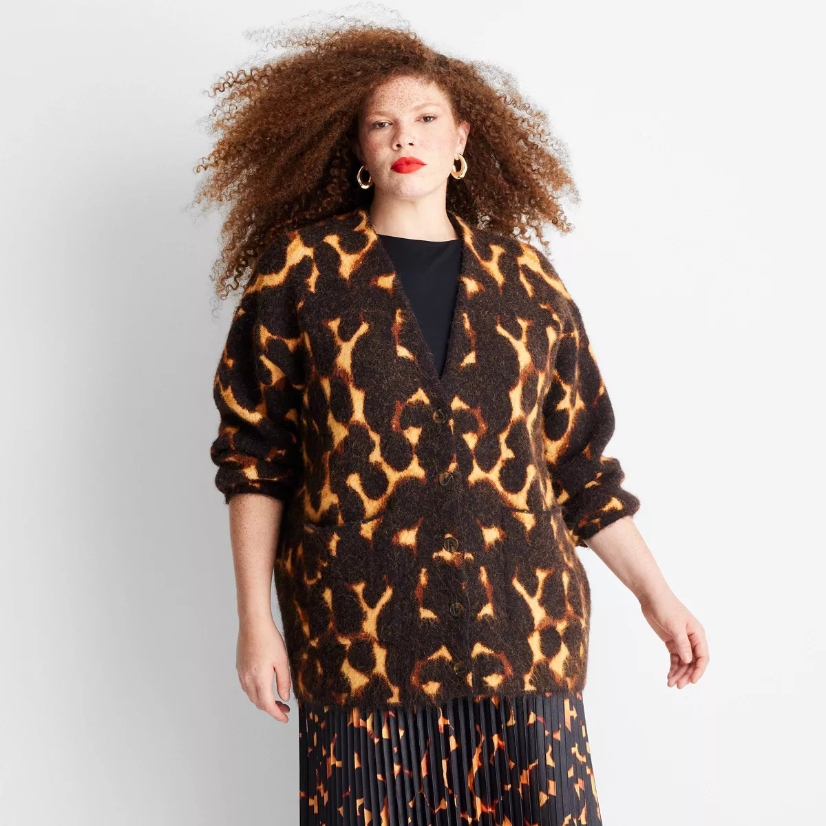 Women's Relaxed Cardigan - Future Collective Black Tortoise | Target