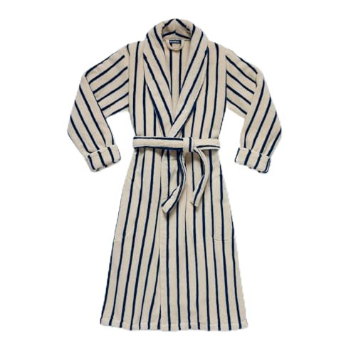 Brooklinen Luxury Cotton Bath Robe, OEKO-TEX Certified, Ultra Soft, Adjustable, Plush & Machine Washable – Premium Turkish Plush Robes for Women & Men (Striped Abyss, Medium) | Amazon (US)