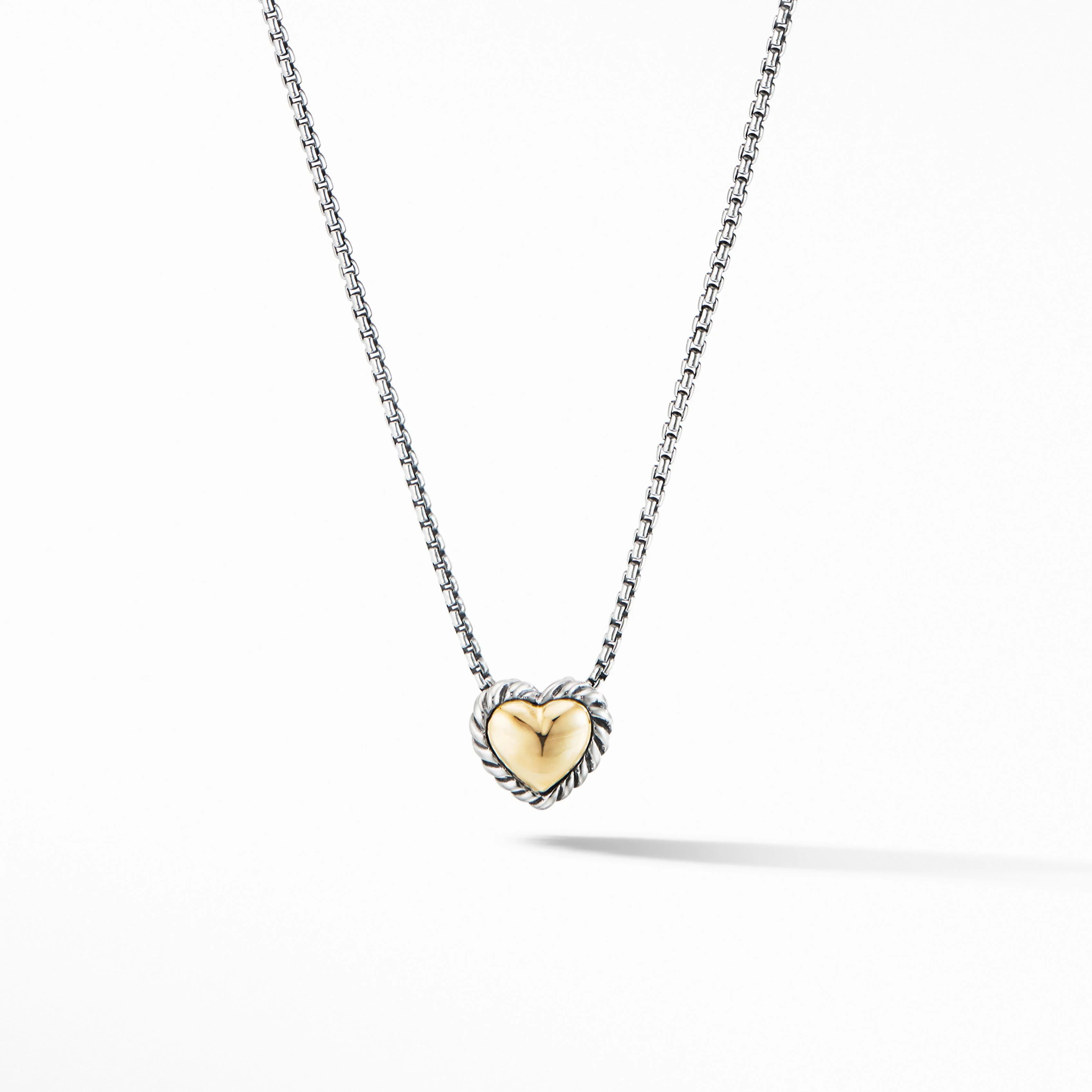 Cable Collectibles® Cookie Classic Heart Necklace in Sterling Silver with 18K Yellow Gold | David Yurman