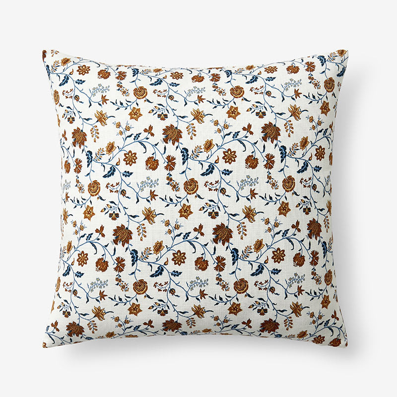 Misha Floral Decorative Square Pillow Cover - Brown Multi | The Company Store