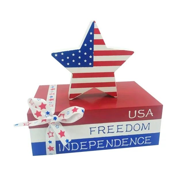 4 Pieces 4th of July Wood Star Decoration Faith Freedom and Independence Sign Patriotic Wooden Ho... | Walmart (US)