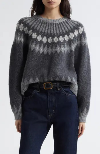 Nili Lotan Alena Sweater in Dark Grey Melange Fair Isle at Nordstrom Rack, Size X-Small | Nordstrom Rack