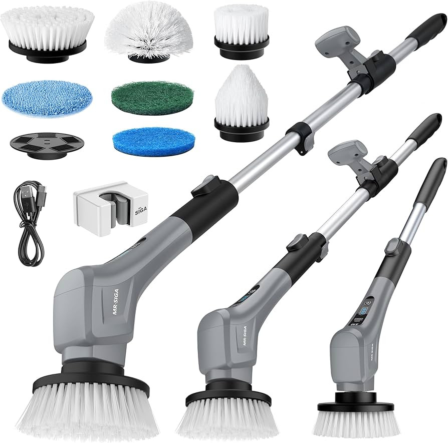 MR.SIGA Electric Spin Scrubber, Cordless Cleaning Brush, Shower Scrubber with 7 Replaceable Brush... | Amazon (US)