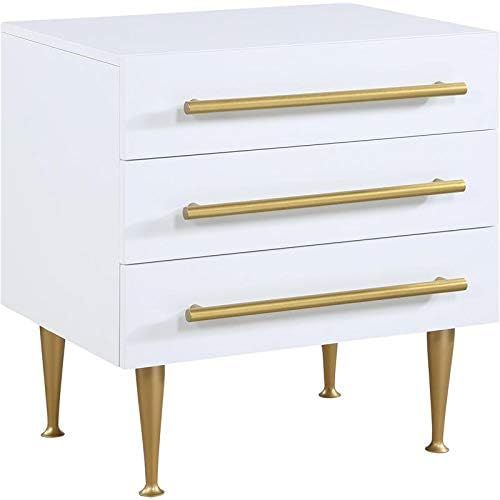 Meridian Furniture 844White-NS Marisol Collection Modern | Contemporary Nightstand with Brushed G... | Amazon (US)