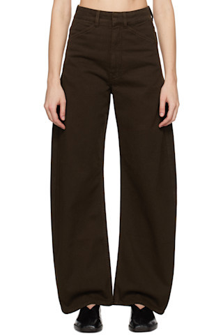 Brown High Waisted Curved Jeans | SSENSE