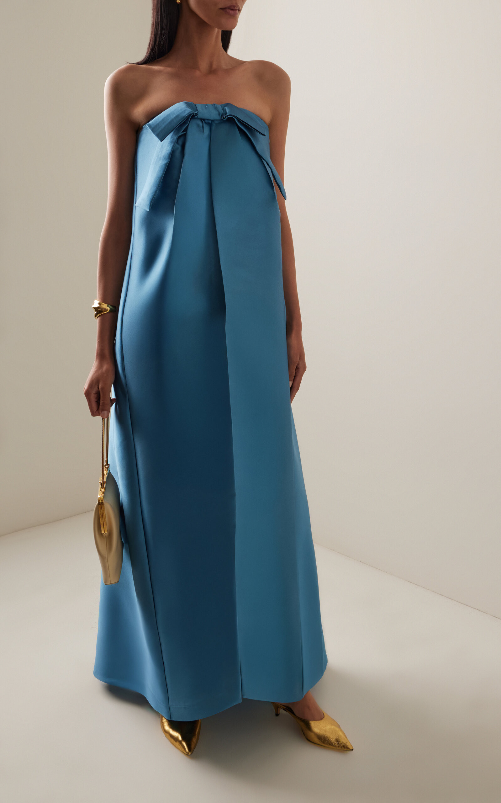 Jacques Bow-Detailed Strapless Satin Maxi Dress | Moda Operandi (Global)