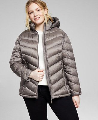 Women's Plus Size Hooded Packable Puffer Coat, Created for Macy's | Macy's