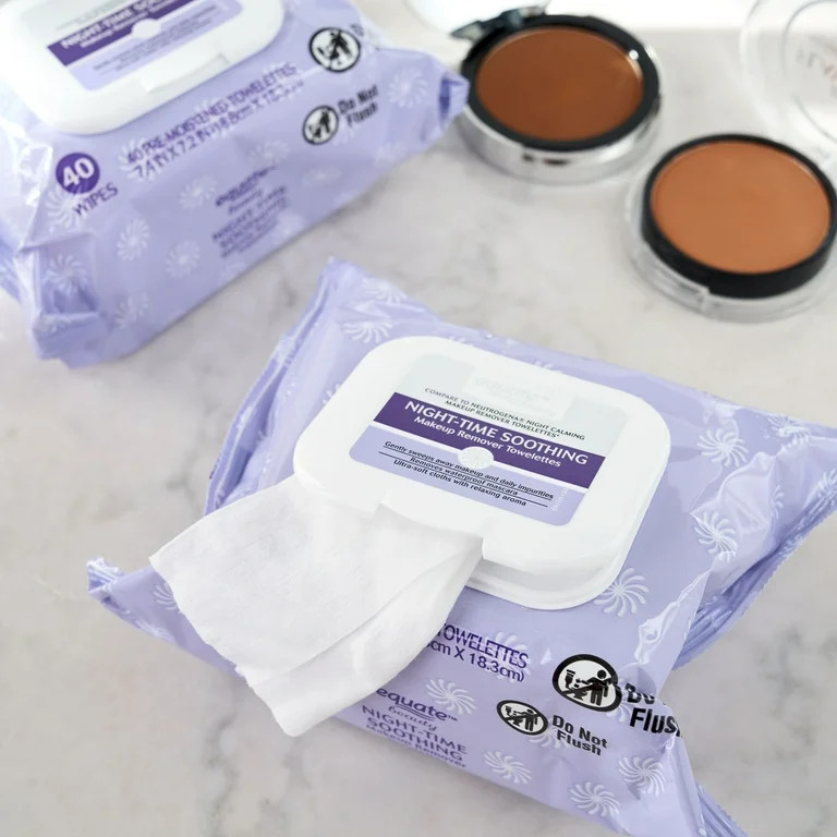 Equate Beauty Night-Time Soothing Makeup Remover Wipes, 40 Count, 2 Pack - Walmart.com | Walmart (US)