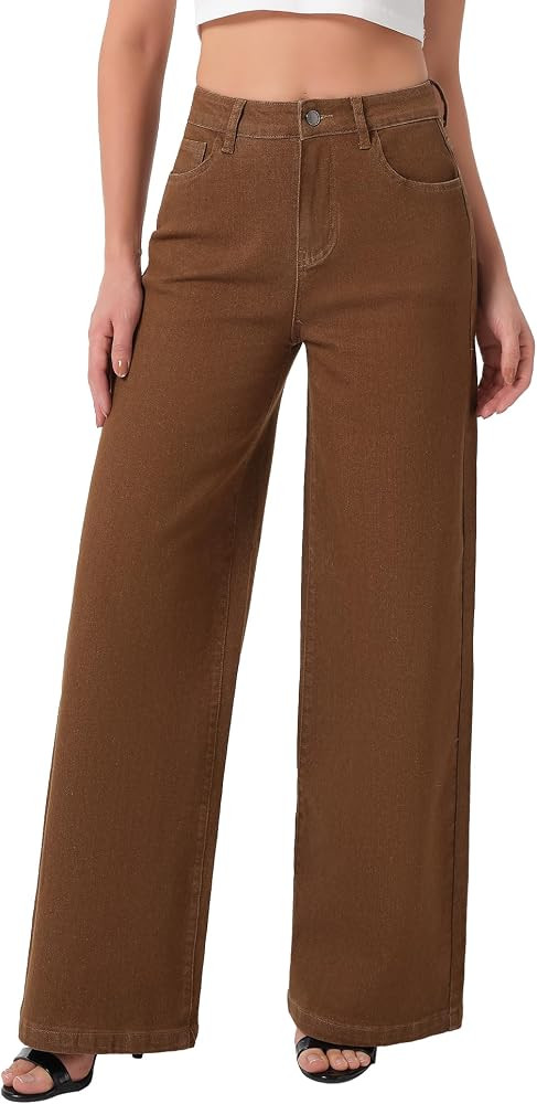 roswear Women's Wide Leg Jeans High Waisted Stretchy Denim Trouser Pants | Amazon (US)
