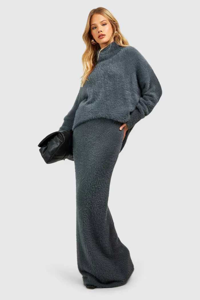 Fluffy Roll Neck Longline Jumper | Boohoo.com (UK & IE)