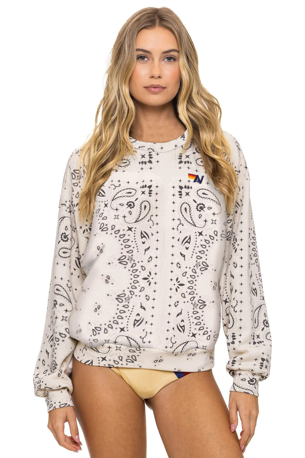BANDANA RELAXED CREW SWEATSHIRT - VINTAGE WHITE | Aviator Nation