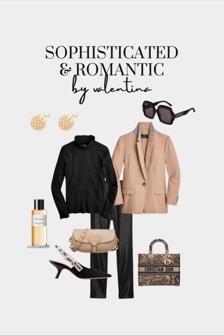 Sophisticated fashion, Romantic style, winter fashion, smart casual style, outfit inspiration, black turtleneck, beige blazer, Dior bag, slingback pumps, Dior fragrance

#LTKSeasonal #LTKstyletip #LTKeurope
