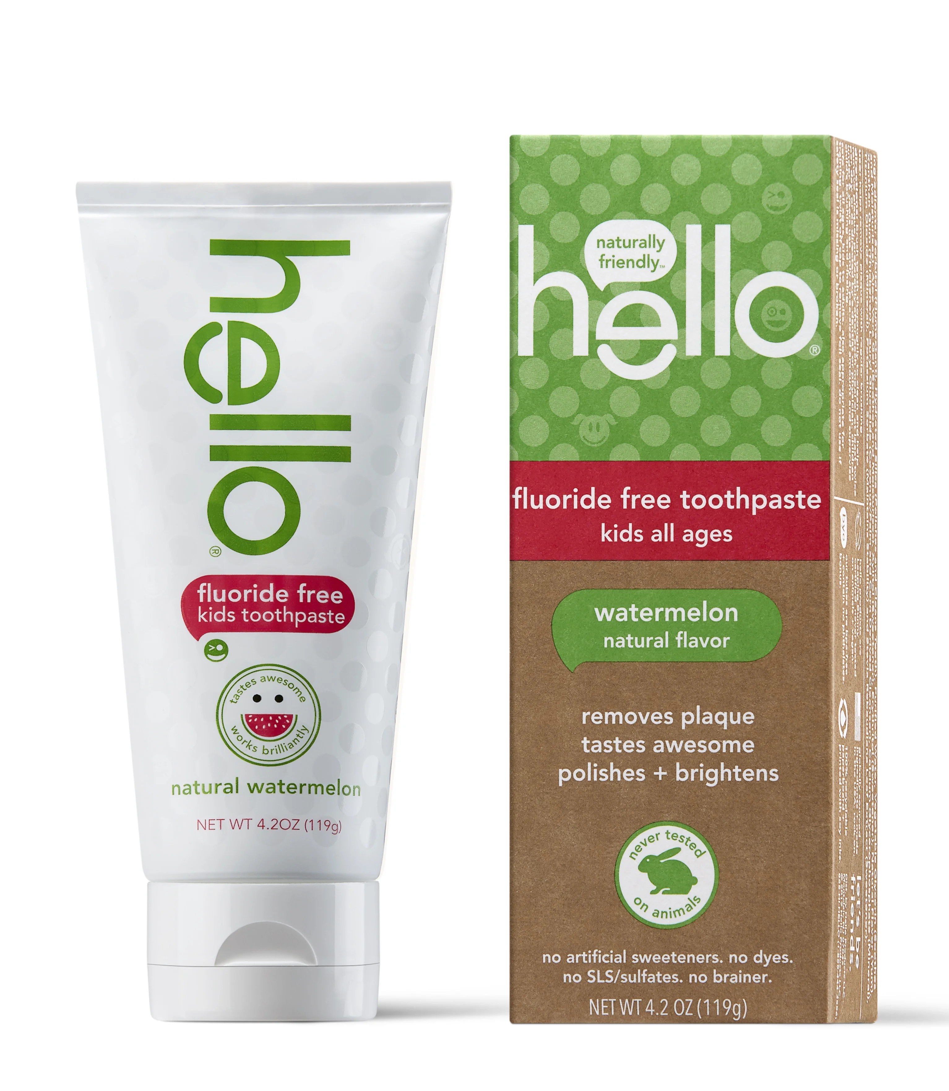 hello Kids Natural Watermelon Fluoride Free Toothpaste, Vegan & SLS Free, 4.2oz | Walmart (US)