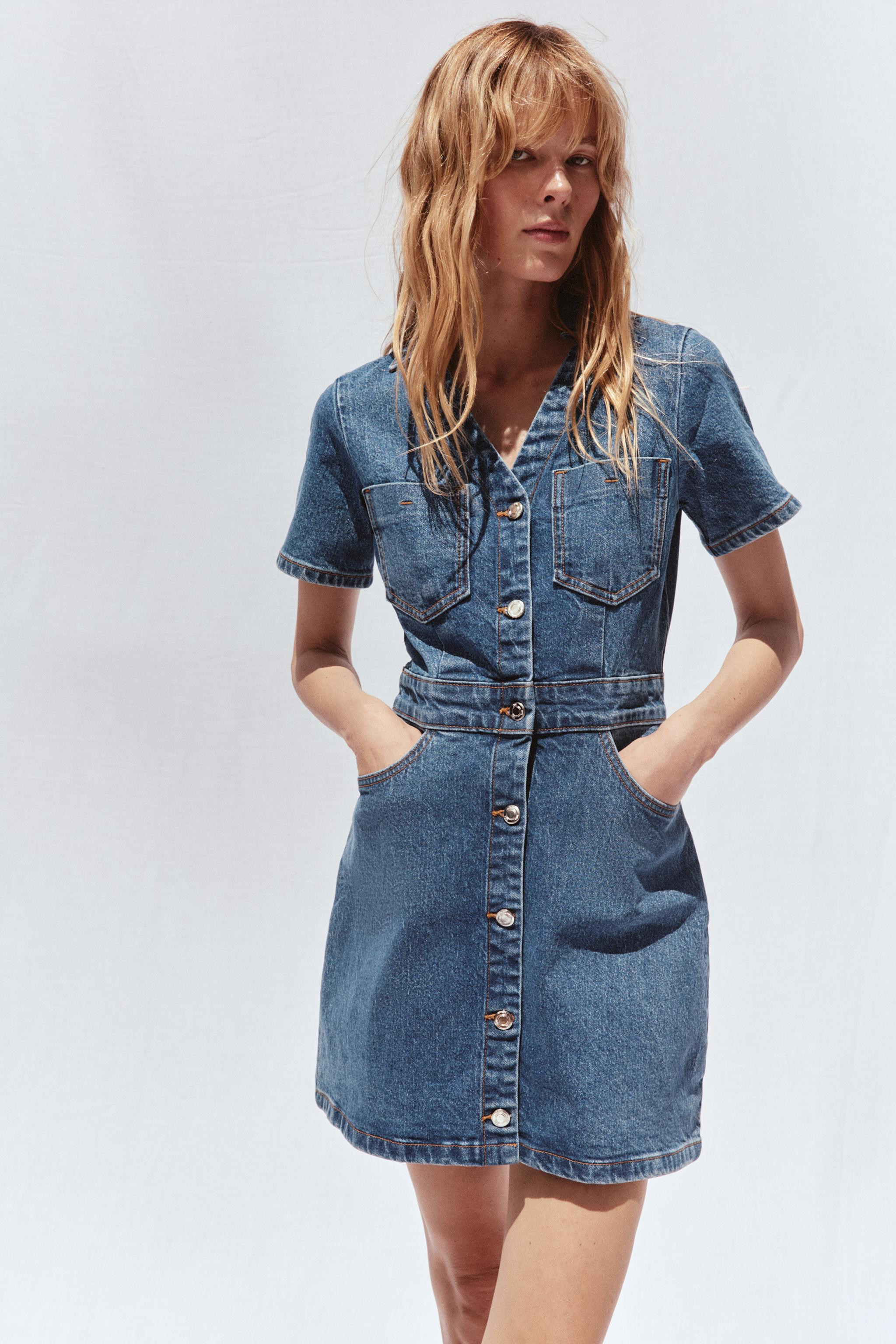 Z1975 MINI DENIM SHORT SLEEVE DRESS | Zara US