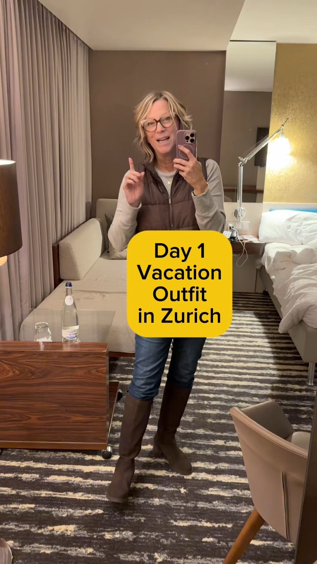 ✈️ What I wore as a winter outfit for Christmas Market vacation in Zurich. I’m size 10, over 40, 5’8”, wearing size 1 in the 3M insulated water-resistant vest from Chico’s. I’m wearing XL in ribbed tee from Walmart. Jeans have tummy control. Waterproof boots by Blondo are very comfortable for cobbled streets to wear in Europe. Over 40 fashion, style over 50, midlife travel, travel outfit, what I wore, brown vest, 

#LTKOver40 #LTKootd #LTKTravel