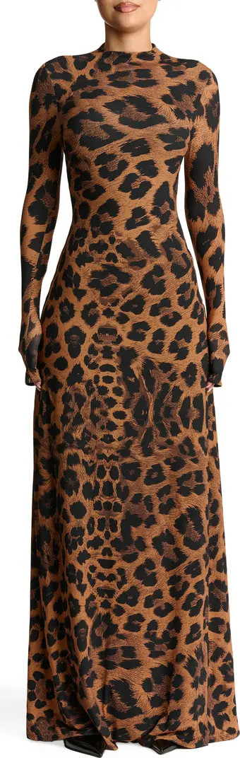 Leopard Print Long Sleeve Maxi Dress | Nordstrom