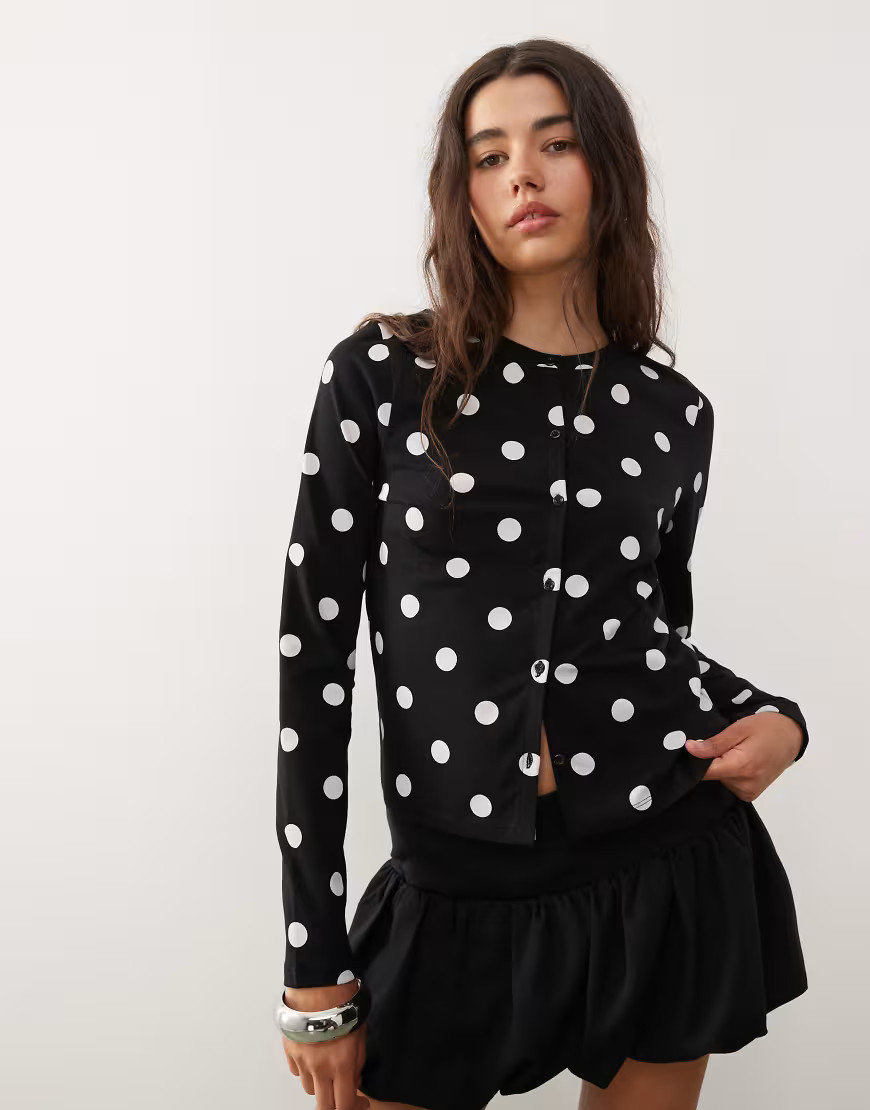COLLUSION fitted cardigan in polka dot print-Multi | ASOS (Global)