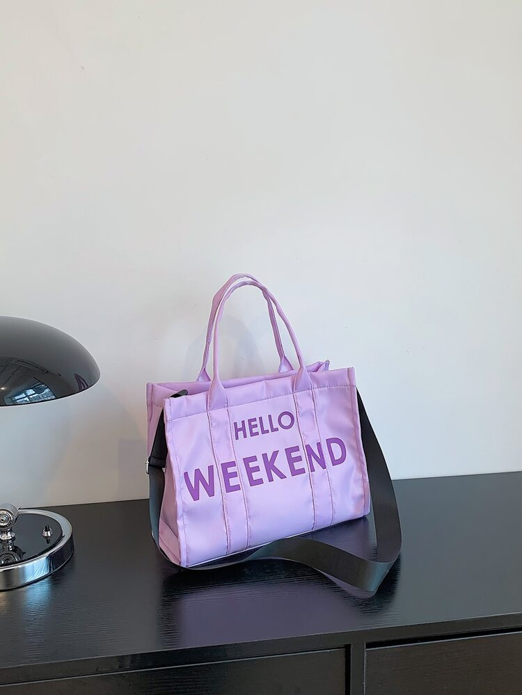 Slogan Graphic Shopper Bag | SHEIN