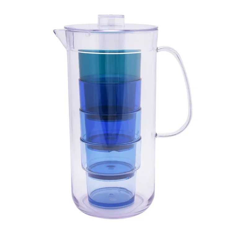 Mainstays 3-Quart Blue Acrylic Pitcher with 14-Ounce Stackable Tumbler Set | Walmart (US)