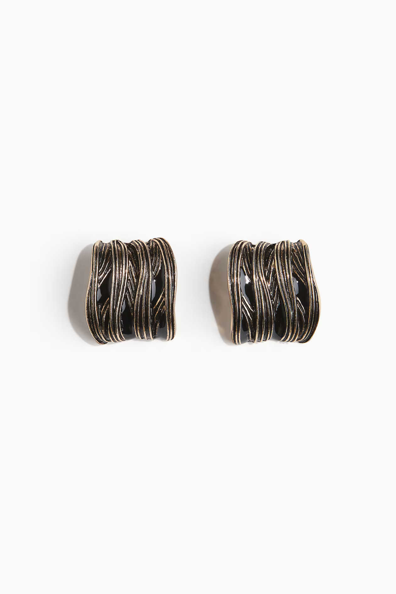 Fluted Earrings - Gold-colored/black - Ladies | H&M US | H&M (US + CA)