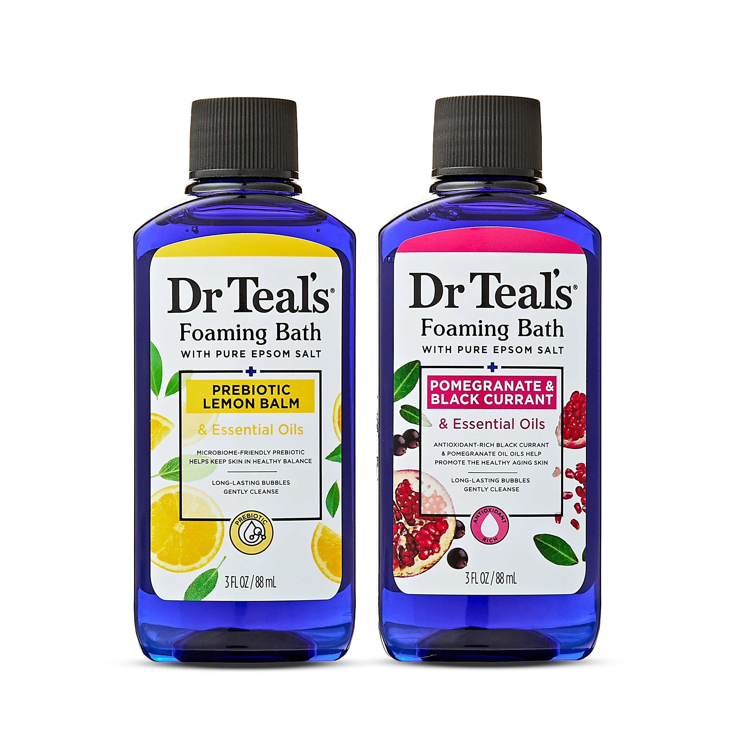 Dr Teal's Pure Epsom Salt Foaming Bath Duo, Prebiotic Lemon Balm and Pomegranate & Black Currant,... | Walmart (US)