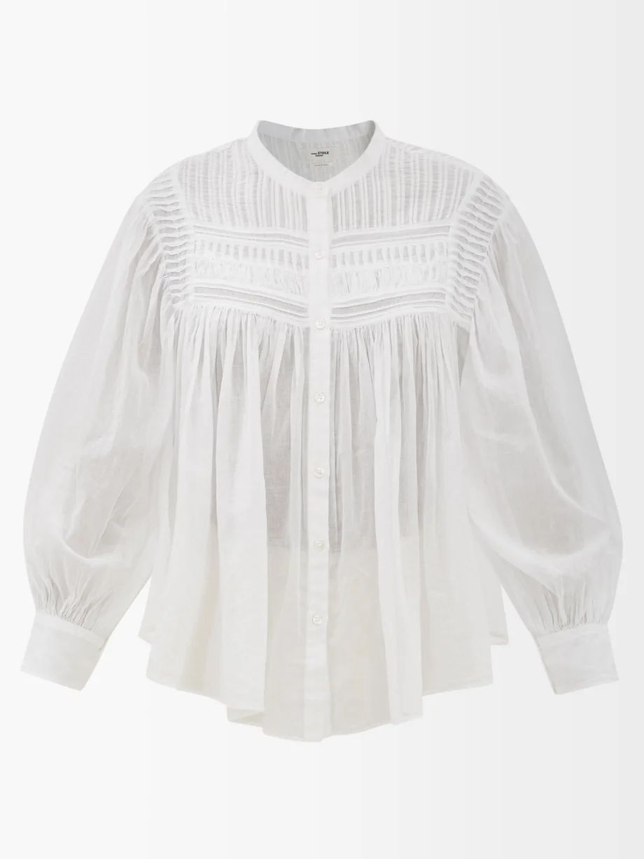 Plalia collarless pintucked cotton-voile blouse | Isabel Marant Étoile | Matches (US)