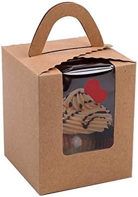 50 Pcs Kraft Paper Cupcakes Boxes,Portable Single Individual Cupcake Gift Boxes with Window Inser... | Amazon (US)