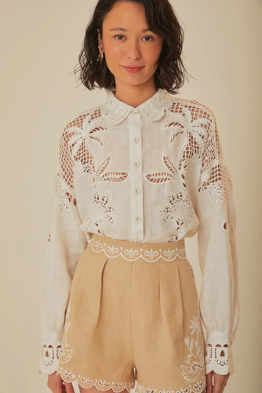 White Palms Richelieu Euroflax™ Premium Linen Shirt | FarmRio (US)